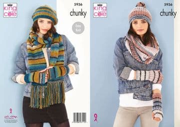 King Cole Chunky Knitting Pattern - 5936 Accessories