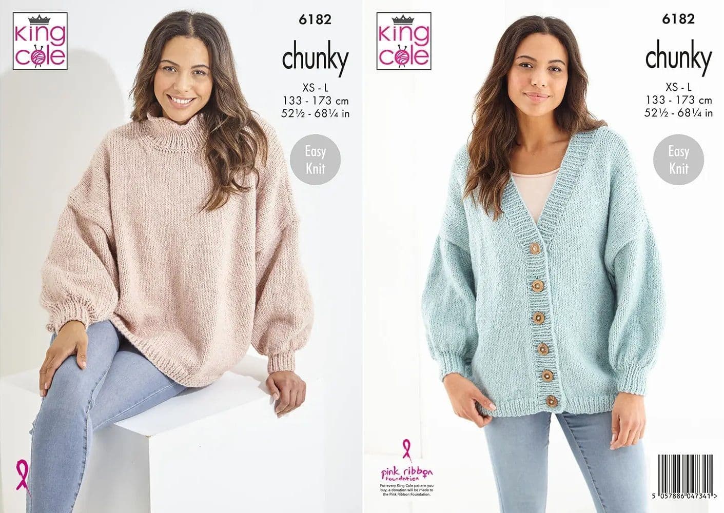 King Cole Chunky Knitting Pattern 6182 Ladies Sweater Cardigan