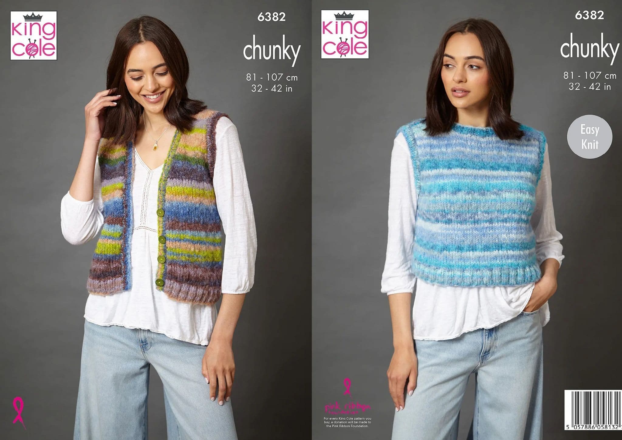 King Cole Chunky Knitting Pattern - 6382 Ladies Waistcoat & Tank Top 2 ...