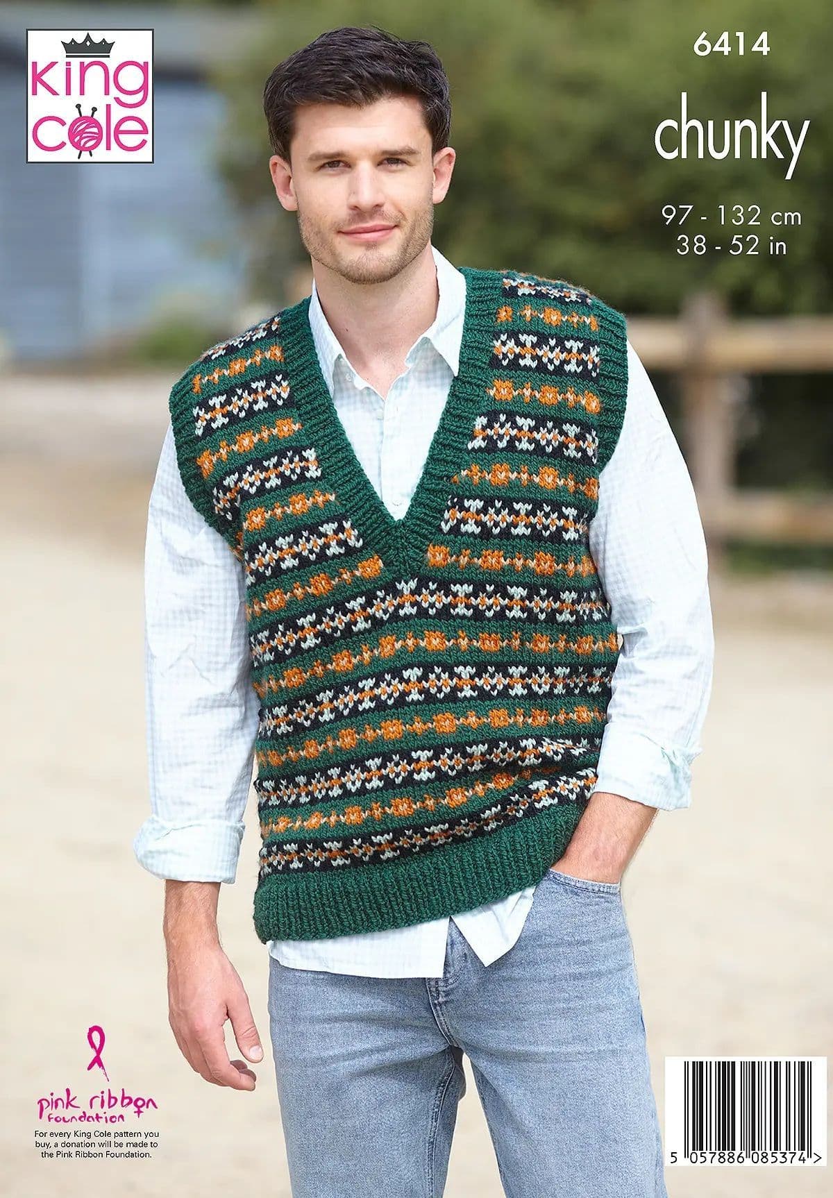 King Cole Chunky Knitting Pattern - 6414 Men s Tank Top & Sweater
