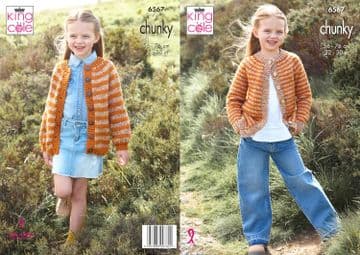 King Cole Chunky Knitting Pattern - 6567 Children's Cardigans (2 Designs)