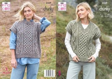 King Cole Chunky Knitting Pattern - 6569 Ladies Tank Tops (2 Designs)