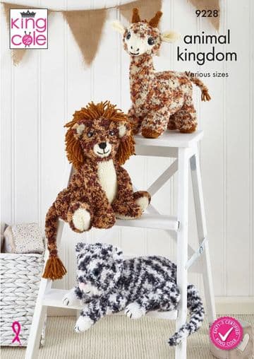 King Cole Chunky Knitting Pattern - 9228 Animal Friends Toys (3 Types)