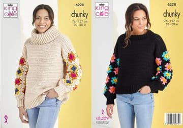 King Cole Crochet Pattern - 6228 Ladies Sweaters (2 Designs)