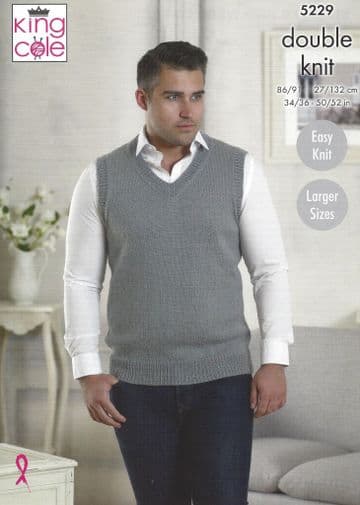 King Cole DK - 5229 Slipover & Waistcoat Knitting Pattern