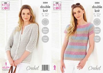 King Cole DK Crochet Pattern - 5504 Top & Cardigan