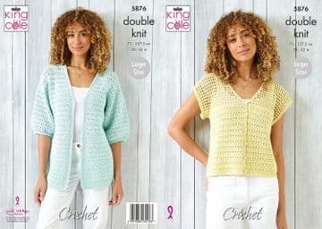 King Cole DK Crochet Pattern - 5876 Ladies Cardigans