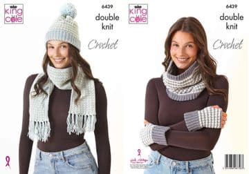 King Cole DK Crochet Pattern - 6439 Ladies Accessories (4 Designs)