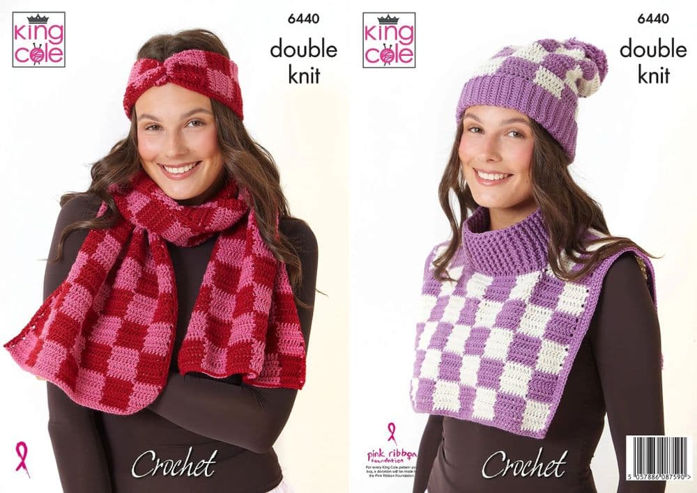 King Cole DK Crochet Pattern - 6440 Ladies Accessories 4 Designs