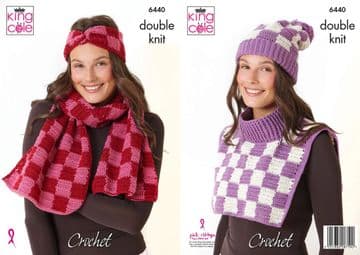 King Cole DK Crochet Pattern - 6440 Ladies Accessories (4 Designs)