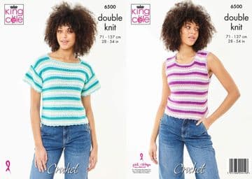 King Cole DK Crochet Pattern - 6500 Summer Tops (2 Designs)