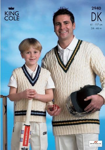 King Cole DK Knitting Pattern - 2940 Cricket Sweaters
