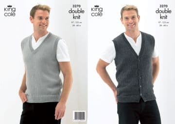 King Cole DK Knitting Pattern - 3270 Slipover & Waistcoat