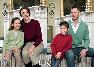 King Cole DK Knitting Pattern - 3660 Family Cardigan & Sweater (2 Designs)