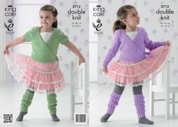 King Cole DK Knitting Pattern - 3712 Ballet Cardigan & Leg Warmers