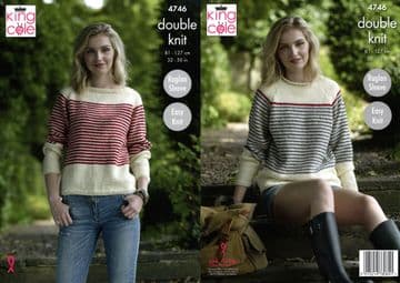 King Cole DK Knitting Pattern - 4746 Ladies Sweaters