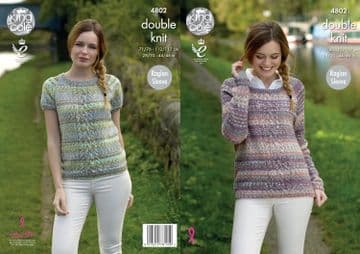 King Cole DK Knitting Pattern - 4802 Ladies Top & Sweater (2 Designs)