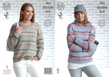 King Cole DK Knitting Pattern - 4853 Hoodie & Sweater