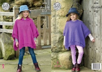 King Cole DK Knitting Pattern - 4928 Girl's Ponchos