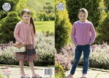 King Cole DK Knitting Pattern - 4941 Childrens Sweater & Cardigan