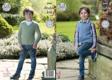 King Cole DK Knitting Pattern - 4942 Childrens Slipover & Sweater