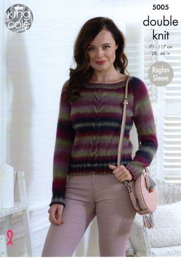King Cole DK Knitting Pattern - 5005 Sweater & Cardigan