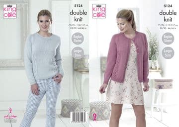 King Cole DK Knitting Pattern - 5124 Ladies Cardigan & Sweater