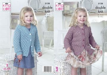 King Cole DK Knitting Pattern - 5128 Childrens Cardigans