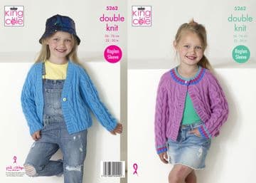 King Cole DK Knitting Pattern - 5262 Childrens Cardigans