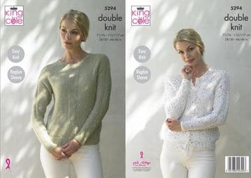 King Cole DK Knitting Pattern - 5294 Ladies Sweater & Cardigan
