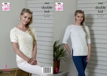 King Cole DK Knitting Pattern - 5363 Ladies Sweater & Summer Top