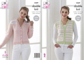 King Cole DK Knitting Pattern - 5369 Ladies Cardigans