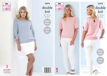 King Cole DK Knitting Pattern - 5374 Ladies Sweater & Summer Top