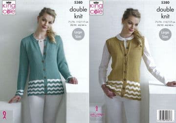 King Cole DK Knitting Pattern - 5380 Ladies Cardigan & Waistcoats