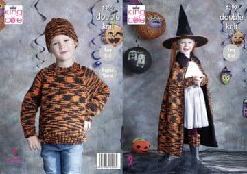 King Cole DK Knitting Pattern - 5399 Children's Sweater, Wristwarmers, Hat, Leg Warmers, Cape & Pump