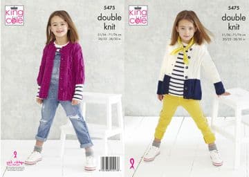 King Cole DK Knitting Pattern - 5475 Childrens Cardigans
