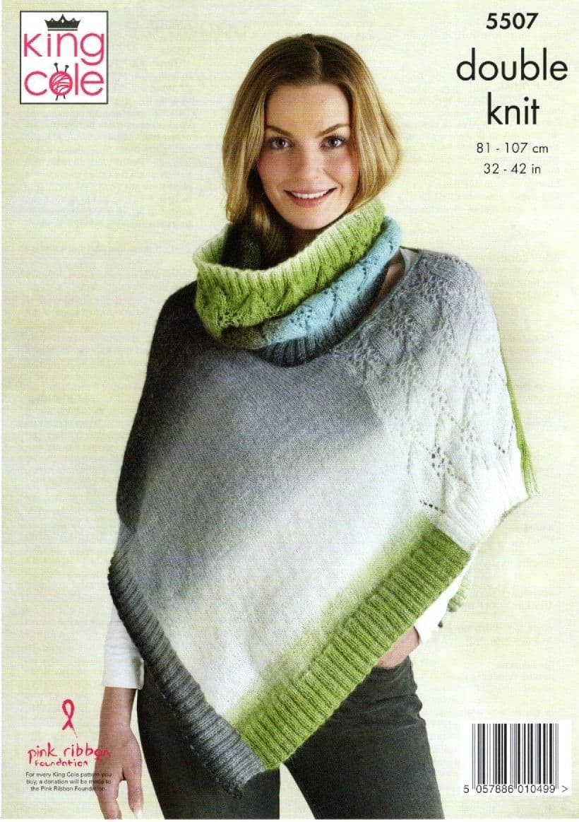 King Cole DK Knitting Pattern 5507 Ponchos