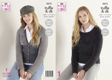 King Cole DK Knitting Pattern - 5513 Sweater & Cardigan