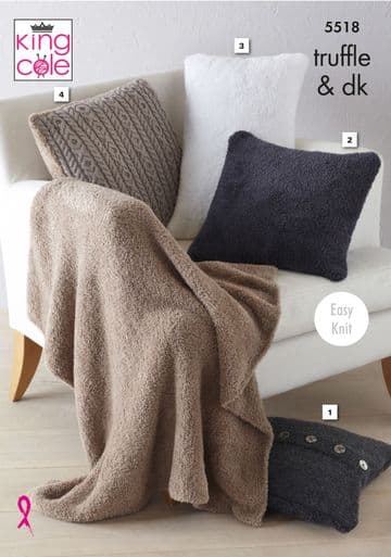 King Cole DK Knitting Pattern - 5518 Throw & Cushions