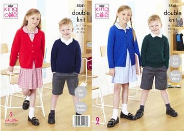 King Cole DK Knitting Pattern - 5541 Childrens Cardigans & Sweaters
