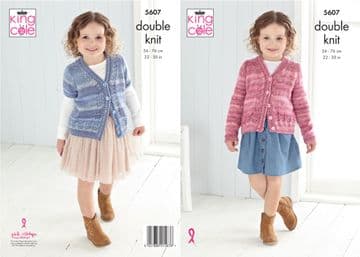 King Cole DK Knitting Pattern - 5607 Girls Cardigans