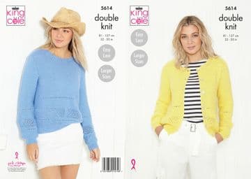 King Cole DK Knitting Pattern - 5614 Ladies Cardigan & Sweater