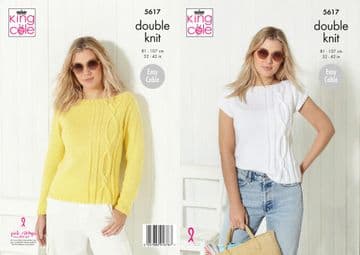 King Cole DK Knitting Pattern - 5617 Ladies Sweater & Summer Top