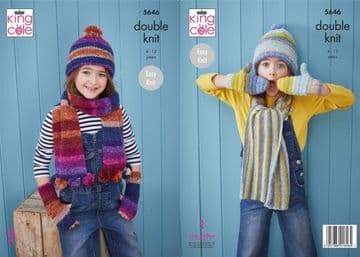 King Cole DK Knitting Pattern - 5646 Hats, Scarves, Mitts & Wristwarmers