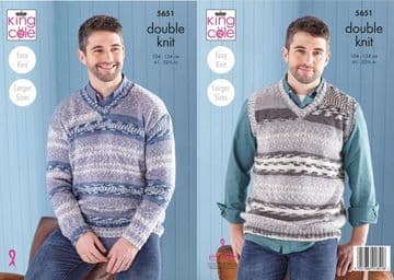 King Cole DK Knitting Pattern - 5651 Men's Sweater & Slipover