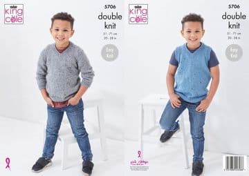 King Cole DK Knitting Pattern - 5706 Sweater & Slipover