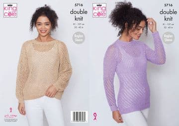 King Cole DK Knitting Pattern - 5716 Ladies Sweaters