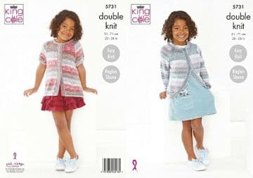King Cole DK Knitting Pattern - 5731 Girl's Cardigans