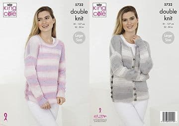 King Cole DK Knitting Pattern - 5732 Sweater & Cardigan