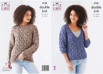 King Cole DK Knitting Pattern - 5738 Ladies Sweaters